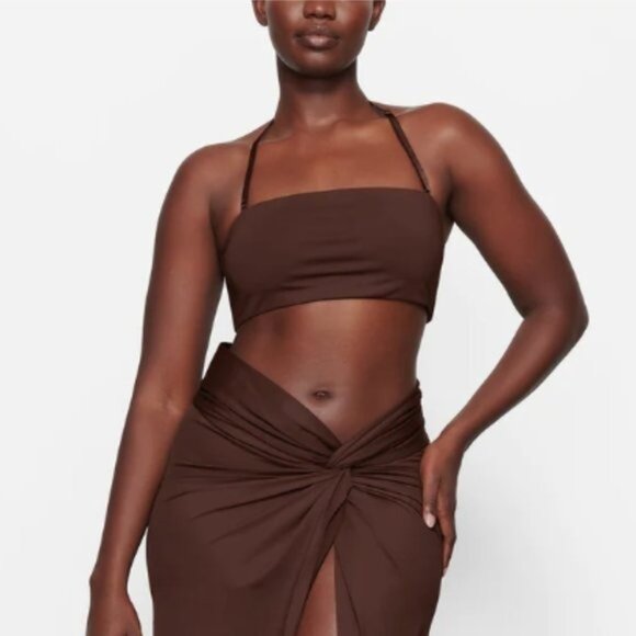 SKIMS Shaping Swim Bandeau Top Cocoa 4X - Picture 1 of 11